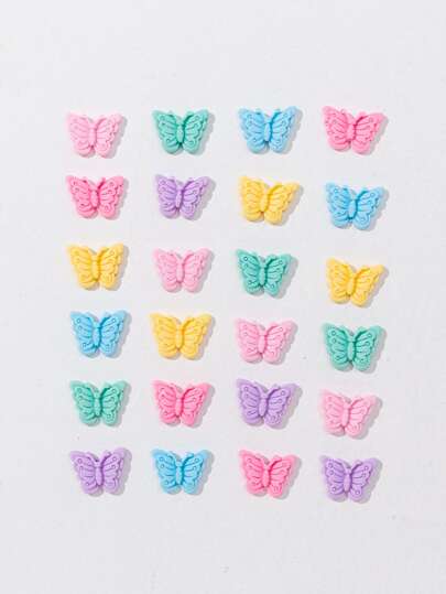 24入組蝴蝶DIY髮飾配件