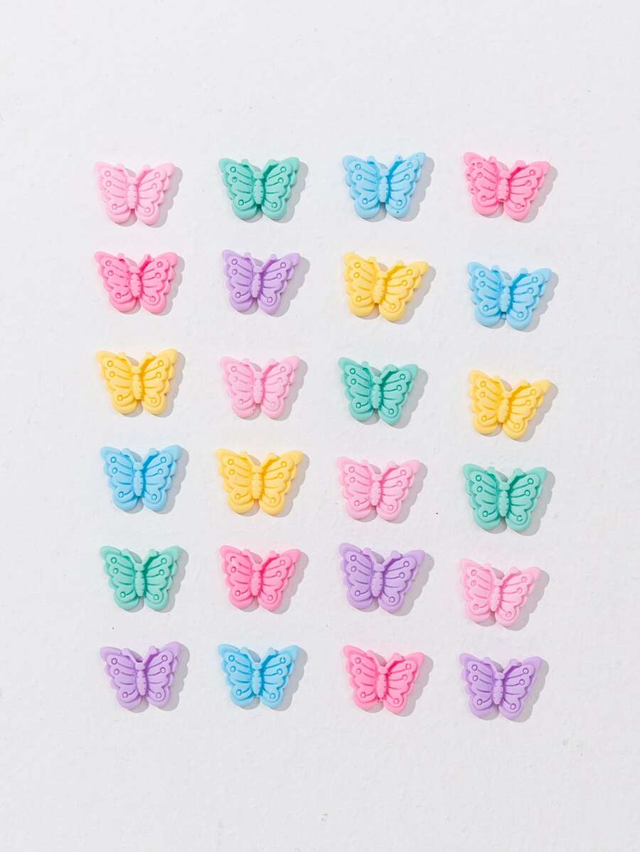 24入組蝴蝶DIY髮飾配件
