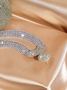 SHEIN SXY 水鑽流蘇耳墜 - 銀色 - 查看 4