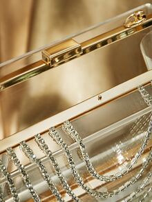 Bolso caja transparente con diseño de diamante de imitación - transparente - Ver 4