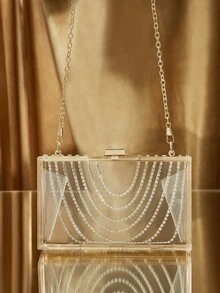 Bolso caja transparente con diseño de diamante de imitación - transparente - Ver 3