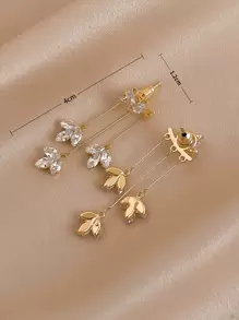 Andkiss Cubic Zirconia & Tassel Decor Earring Jackets - Yellow Gold - View 5