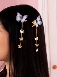 2 chiếc kẹp tóc trang trí hình bướm dùng để tạo kiểu hàng ngày, thích hợp cho hẹn hò ở trường học, kỳ nghỉ, du lịch hàng ngày, nơ đi đường, phụ kiện tóc, kẹp tóc, kẹp tóc, kẹp tóc, đồ dùng học tập - Nhiều màu - Xem 3