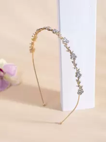 Rhinestone Flower Decor Headband Elegant,Hairband,Hair Hoop Headbands Hair Accessories - Gold - View 2