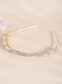 Rhinestone Flower Decor Headband Elegant,Hairband,Hair Hoop Headbands Hair Accessories - Gold - View 3