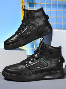 Men Studded Decor Letter Detail Skate Shoes