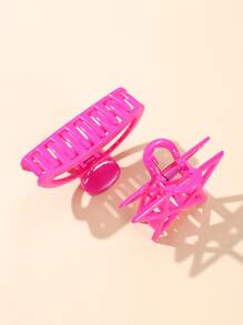 6 piezas Garra de pelo con estrella & recto - Rosa Fucsia - Ver 2