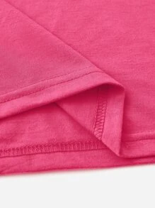 SHEIN LUNE Figure And Letter Graphic Tee - Hot Pink - View 3