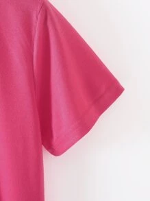 SHEIN LUNE Figure And Letter Graphic Tee - Hot Pink - View 4