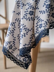 1入藍色花朵蕾絲邊桌布,裝飾用 - 彩色 - 查看 7