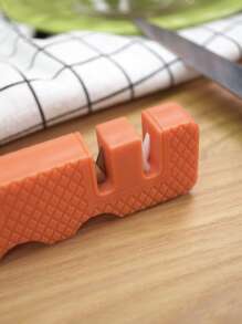 1pc 2 Stage Knife Sharpener, Orange Small Portable Kitchen Knife Accessory For Outdoor - Orange - View 4