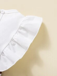 Bebé Mono con estampado de corazón y letra ribete con fruncido - Rojo y blanco - Ver 6