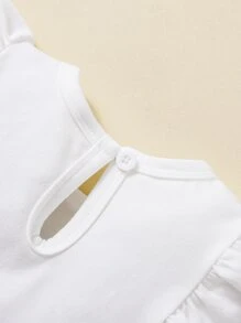 Bebé Mono con estampado de corazón y letra ribete con fruncido - Rojo y blanco - Ver 7