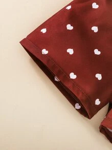Bebé Mono con estampado de corazón y letra ribete con fruncido - Rojo y blanco - Ver 8