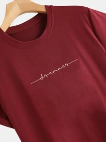 Manfinity Homme Men Letter Graphic Tee - Burgundy - View 4
