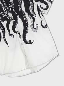 ROMWE MEN Goth Men Octopus Hand Print Y2k Shirt, School - Multicolor - View 4