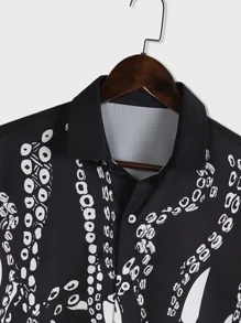 ROMWE MEN Goth Men Octopus Hand Print Y2k Shirt, School - Multicolor - View 5