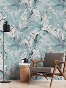 1 rollo de papel tapiz autoadhesivo con estampado de lirios de gran tamaño, resistente al agua y a la humedad, para decoración del hogar, adecuado para sala de estar y dormitorio, de 39.37x11.81 pulgadas - Multicolor - Ver 1