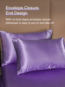 素色緞面床笠套裝不附內芯 - 紫色 - 查看 3