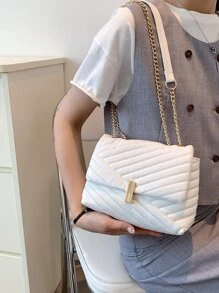 Túi vai Thùa khuyết Chuỗi Đôi tay cầm Thanh lịch - trắng - Xem 4