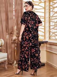 Mulvari 大碼印花按折痕細節上衣和闊腿褲 - 彩色 - 查看 2