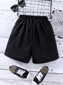 SHEIN Casual Tekst Meisje short Zak