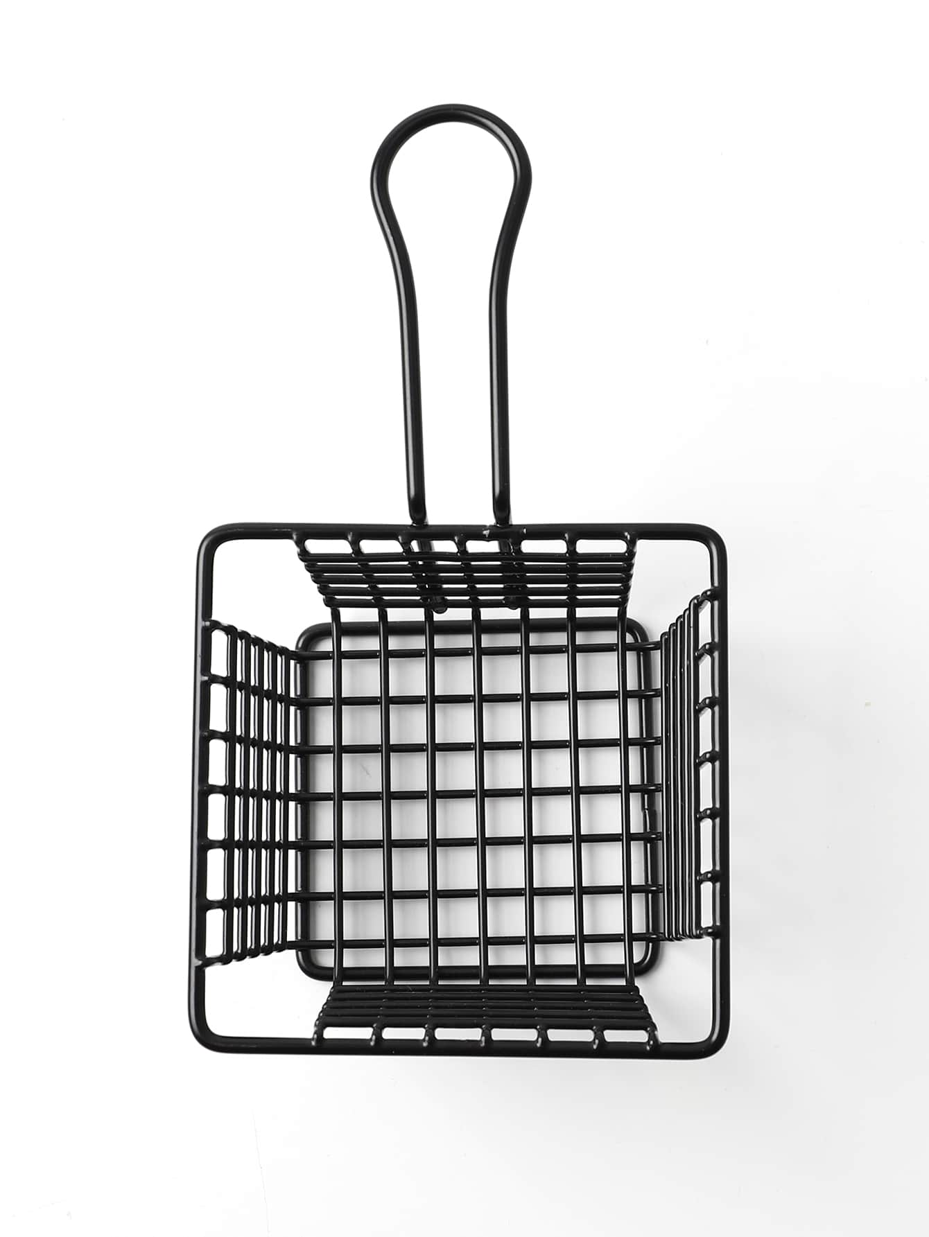 1pc Small Square Wire Basket With Handle For French Fries, Snacks
