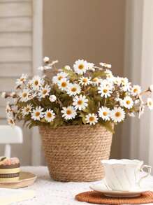 1PC/3pcs Artificial Flowers European Style Daisy Bouquet, Home Vase Decoration, Dining Room, Bedroom, Flower Arrangement, Wedding, Bride Holding Flower, Wrist Flower, Chest Flower DIY Material, Birthday Party Decoration Material, Valentine'S Day New Year Gifts, Valentine Day, Gift - Multicolor - View 4