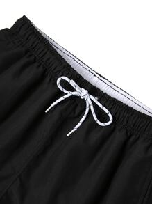 Manfinity Swimmode Hombres Shorts de natación unicolor de cintura con cordón - Negro - Ver 6