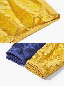 LUVLETTE 大码内衣 2 件装 花园花卉透明蕾丝高腰内裤