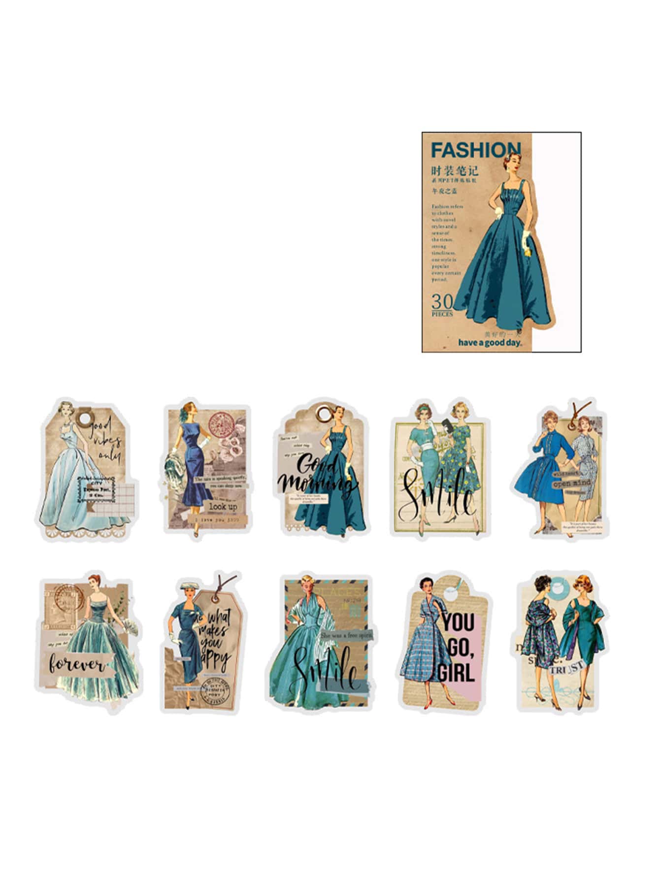 Hình dán đồ họa 30 cái - Nhiều màu - Xem 1