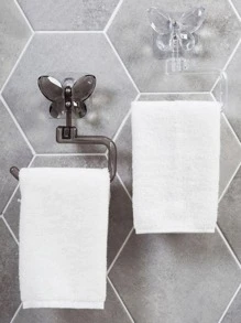 1pc Random Butterfly Towel Rack, Plastic Self Adhesive Towel Holder For Bathroom - Multicolor - View 1