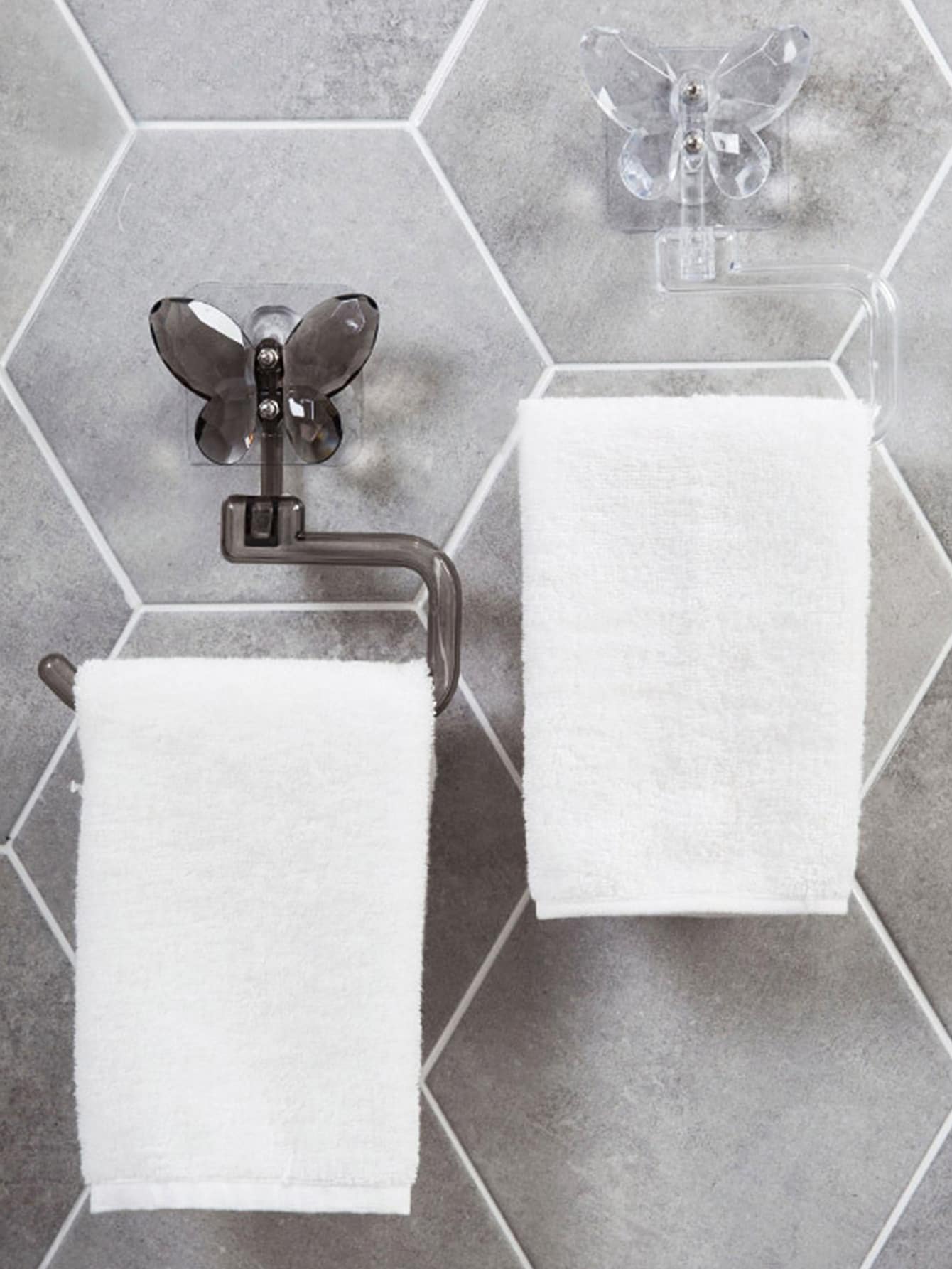 1pc Random Butterfly Towel Rack, Plastic Self Adhesive Towel Holder For Bathroom - Multicolor - View 1