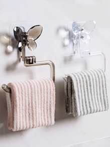 1pc Random Butterfly Towel Rack, Plastic Self Adhesive Towel Holder For Bathroom - Multicolor - View 5