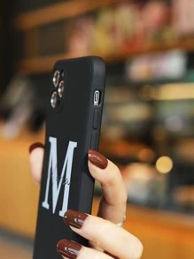 Letter Graphic Phone Case - Black and White - View 3