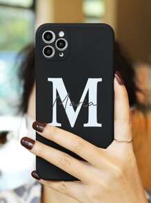 Letter Graphic Phone Case - Black and White - View 5