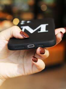 Letter Graphic Phone Case - Black and White - View 6