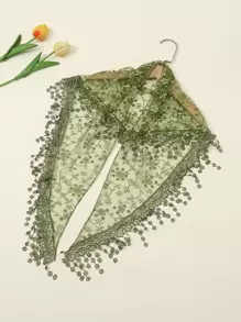 1 chiếc khăn quàng cổ tam giác họa tiết hoa nhỏ thời trang dành cho nữ phong cách Boho Bandana, dây buộc tóc, dây buộc đầu lý tưởng để tô điểm cho vẻ ngoài của bạn trong ngày lễ tình nhân - xanh quân đội - Xem 3