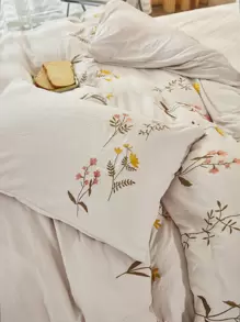 Floral Embroidered Duvet Cover Set (Without Filler) - Beige - View 3