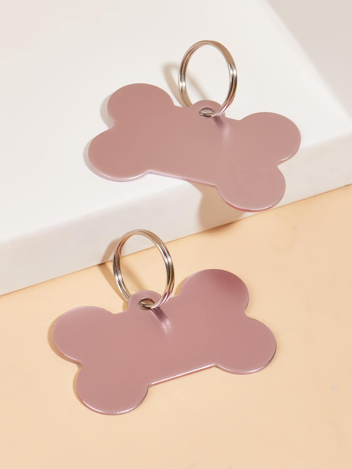 2pcs Bone Design Pet ID Tag - Baby Pink - View 1