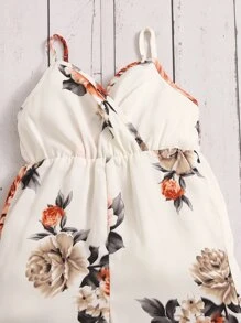 SHEIN Baby Floral Print Cami Jumpsuit - Beige - View 3