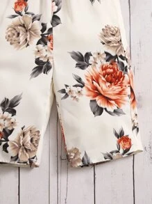 SHEIN Baby Floral Print Cami Jumpsuit - Beige - View 4