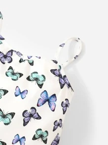 SHEIN Baby Girl Butterfly Print Cami Romper