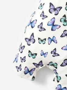 SHEIN Baby Girl Butterfly Print Cami Romper