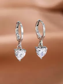 方晶锆石心形装饰耳坠 情人节、妈妈、母亲、母亲节、礼物