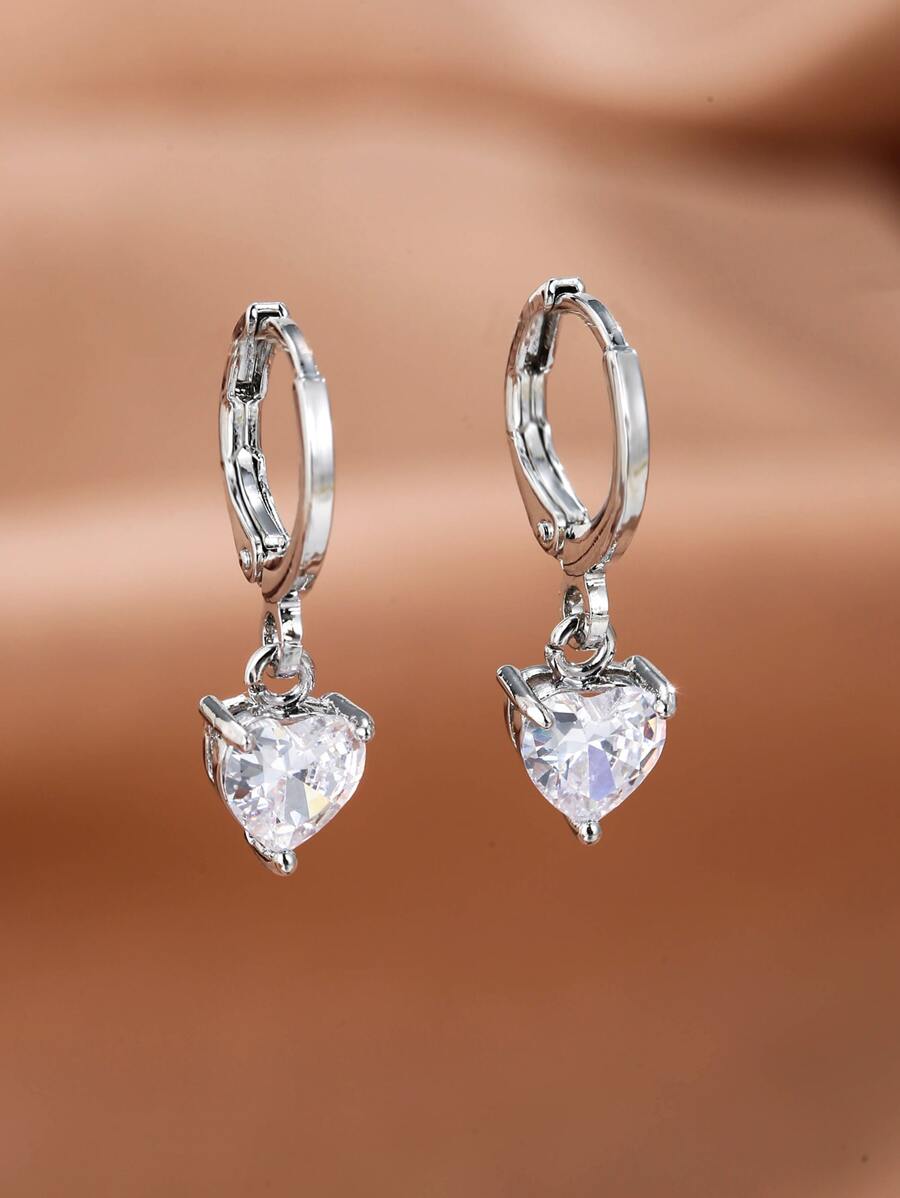方晶锆石心形装饰耳坠 情人节、妈妈、母亲、母亲节、礼物