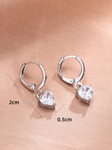 方晶锆石心形装饰耳坠 情人节、妈妈、母亲、母亲节、礼物