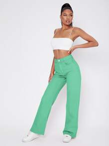 Vintage 90s High-Waist Denim Boyfriend Fit Jeans - Mint Green - View 5