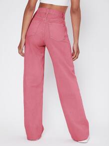Vintage 90s High-Waist Denim Boyfriend Fit Jeans - Pink - View 2