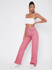 Vintage 90s High-Waist Denim Boyfriend Fit Jeans - Pink - View 5